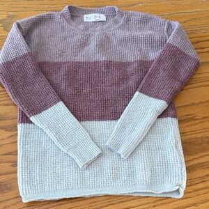 Girls Two-Tone Sweater - Purple and Gray